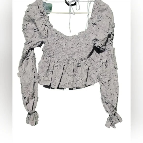 Astr Light Blue Eyelet Blouse Size Small EUC - Picture 3 of 4